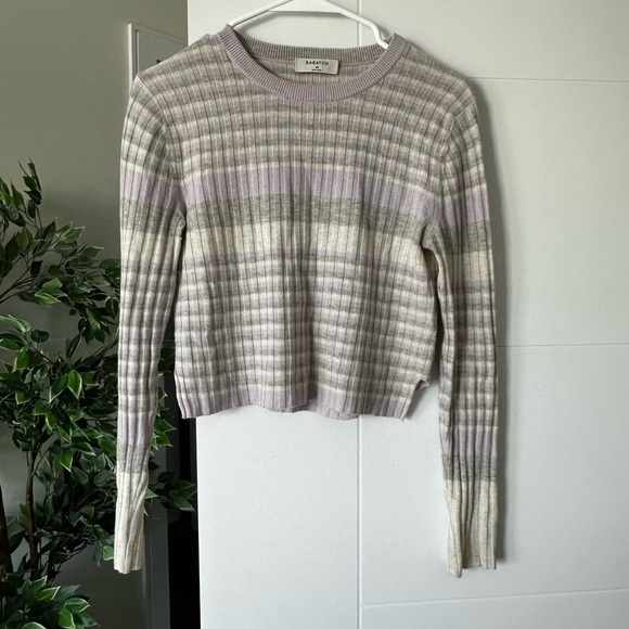 Babaton Sweaters - BABATON lilac striped knit sweater